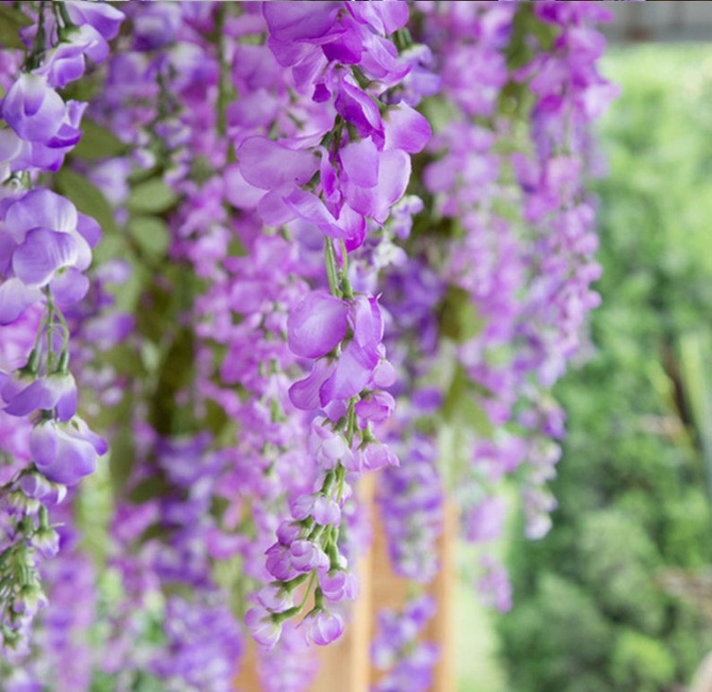 12x 3.6Ft Artificial Purple Wisteria Garland Fake Wisteria Vines Silk Flowers Wedding Arch Decor Home Garden Party Decorations