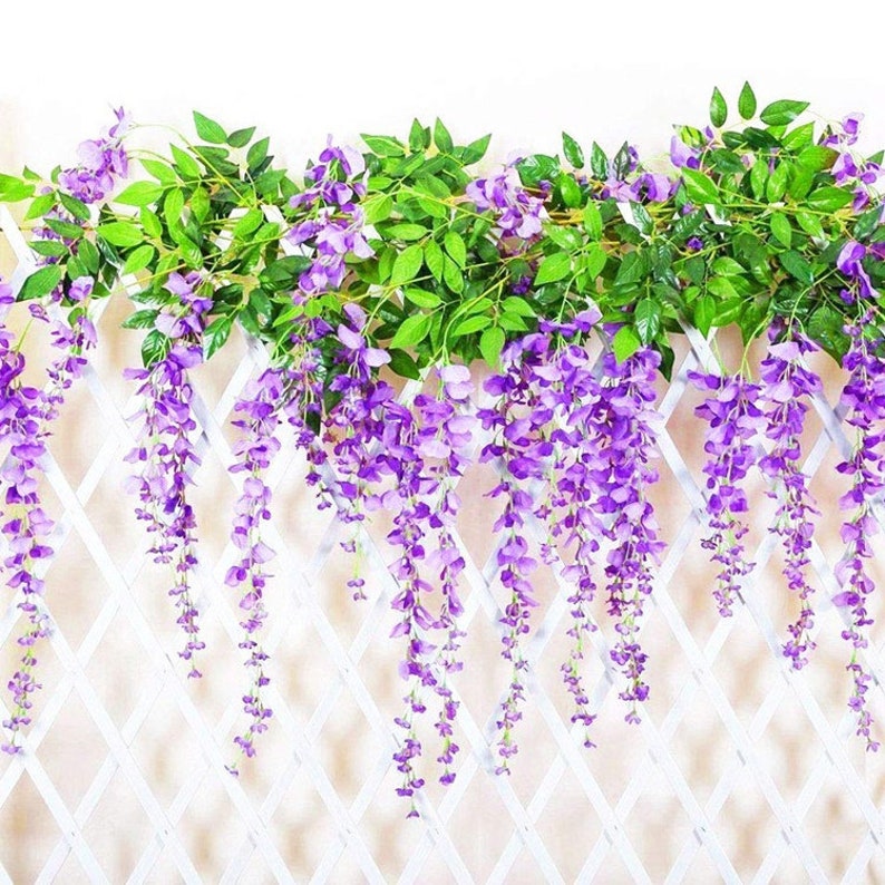 12x 3.6Ft Artificial Purple Wisteria Garland Fake Wisteria Vines Silk Flowers Wedding Arch Decor Home Garden Party Decorations