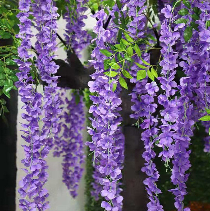 12x 3.6Ft Artificial Purple Wisteria Garland Fake Wisteria Vines Silk Flowers Wedding Arch Decor Home Garden Party Decorations