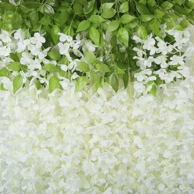 12x 3.6ft Artificial White Wisteria Vine Fake Wisteria Garland Silk Flowers Wedding Arch Decor Home Garden Party Decorations