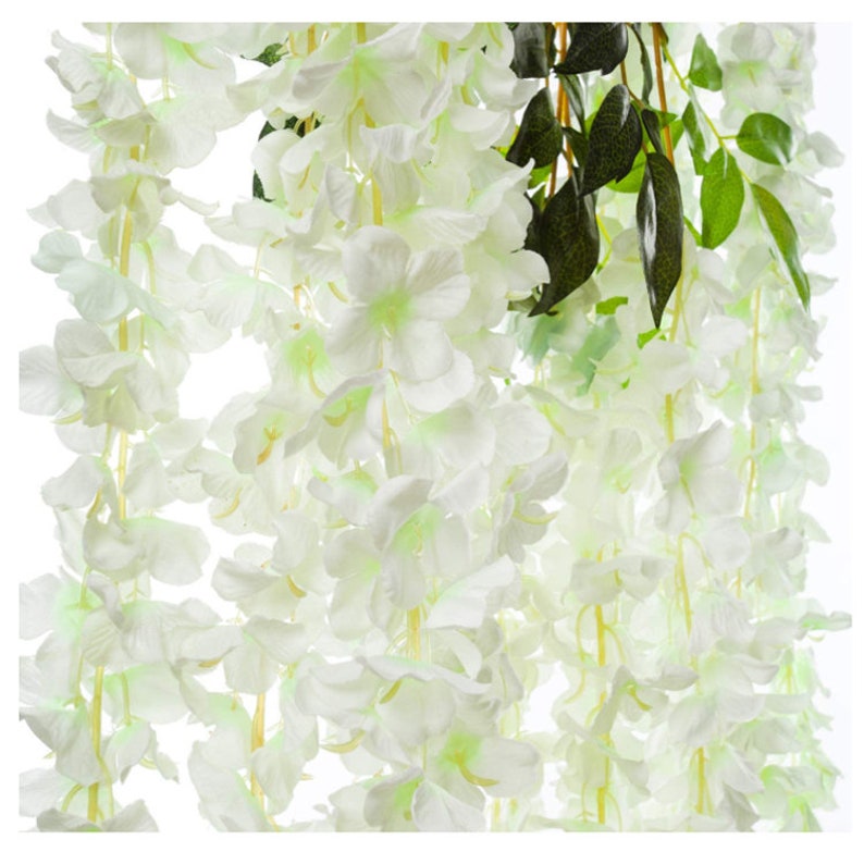 12x 3.6ft Artificial White Wisteria Vine Fake Wisteria Garland Silk Flowers Wedding Arch Decor Home Garden Party Decorations