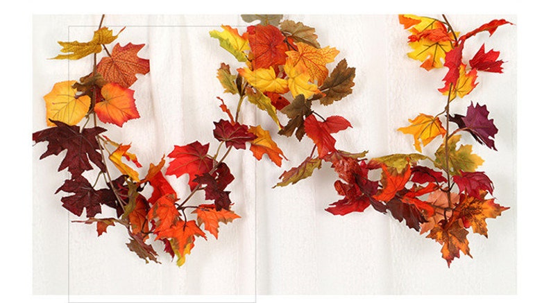 5.9ft Fall Leaves Garland Autumn Leave Garland Fake Garland for Mantel Hanging Thanksgiving Decor Indoor Outdoor Home Fireplace Decorations