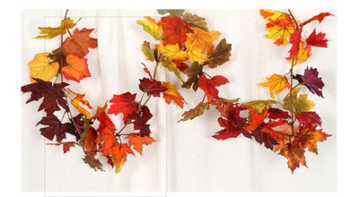 5.9ft Fall Leaves Garland Autumn Leave Garland Fake Garland for Mantel Hanging Thanksgiving Decor Indoor Outdoor Home Fireplace Decorations