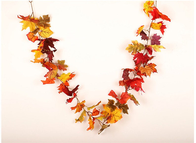 5.9ft Fall Leaves Garland Autumn Leave Garland Fake Garland for Mantel Hanging Thanksgiving Decor Indoor Outdoor Home Fireplace Decorations