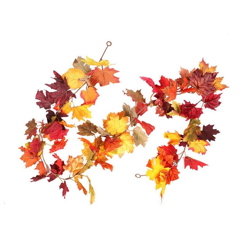 5.9ft Fall Leaves Garland Autumn Leave Garland Fake Garland for Mantel Hanging Thanksgiving Decor Indoor Outdoor Home Fireplace Decorations