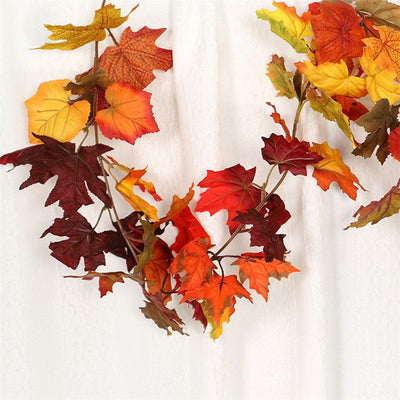 5.9ft Fall Leaves Garland Autumn Leave Garland Fake Garland for Mantel Hanging Thanksgiving Decor Indoor Outdoor Home Fireplace Decorations