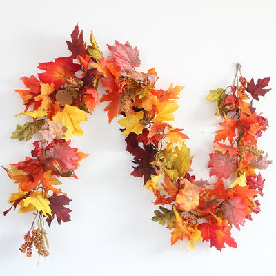 5.9ft Fall Leaves Garland Autumn Leave Garland Fake Garland for Mantel Hanging Thanksgiving Decor Indoor Outdoor Home Fireplace Decorations